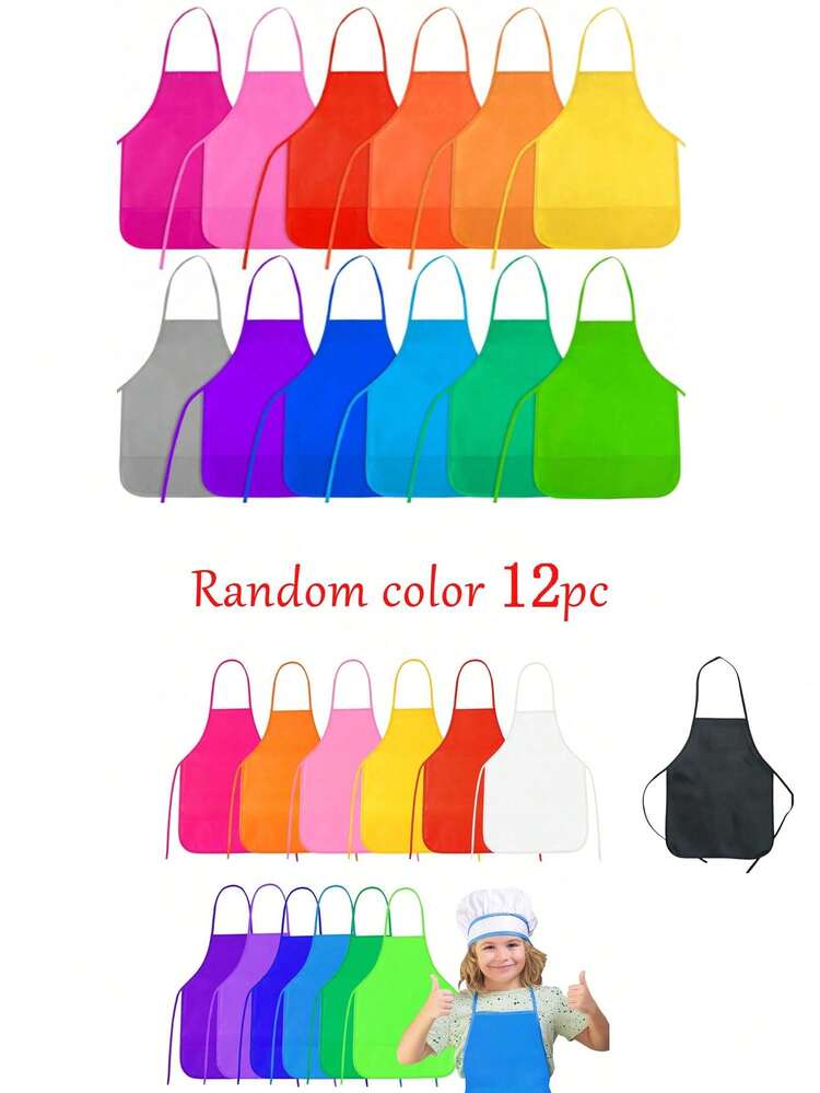 1 pieza Delantal de artista para niños - No tejido, apto para cocina, aula, eventos comunitarios, fiestas, manualidades y actividades de pintura artística, color aleatorio - Multicolor - Añade 8