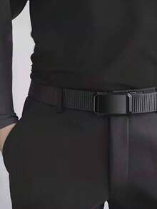 Cinto Automático de Náilon Masculino com Fivela de Liga de Ferro Quadrada, Cinto de Náilon Versátil com Fivela Automática para Estudantes Masculinos, Cinto de Vela de Náilon Respirável, Cinto de Náilon para Atividades ao Ar Livre para Jovens, Cinto de Fivela Trançada Respirável e da Moda para Esportes, Estilo Esportivo, Casual Outdoor, Treinamento Militar Estudantil, Cinto Trançado Durável, Adequado para Lazer de Verão para Jovens