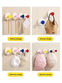 1 cái/2 cái/4 cái Móc cửa hút, keo dính chịu lực mạnh, không cần khoan lỗ, đặt chìa khóa ở lối vào, đặt đồ tạo tác, đặt mũ và dán đồ vật - Nhiều màu - Xem 9