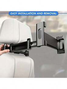 1个升级版黑色车载头枕平板电脑/手机支架，360度旋转，可调节和可伸缩 - A - 查看 6