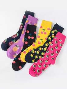 1/5/10 Pairs Fashionable & Unique Fruit Pattern Socks For Women, Suitable For Various Occasions, Casual & Street Style, Great Gift For Home Wear, Mid-Calf Socks, Autumn/Winter - Multicolor - View 2