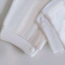 新生儿条纹简约英文字母刺绣前扣连体衣，婴儿长袖连体衣 - 杏色 - 查看 10