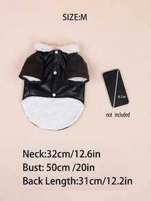 时尚 PU 皮革黑色毛绒防风保暖宠物外套，适合中小型猫狗，适合秋冬季居家和户外穿着 - 黑色 - 查看 11