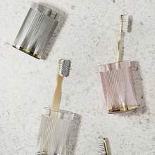 New Gold-Plated Vertical Striped Rinse Cup, A Luxurious And Minimalist Rinse Cup With High Aesthetics, Suitable For Brushing Teeth At Home, Couples, Bathroom Use, Simple And Transparent Design, Couple Color Matching. - Multicolor - View 8