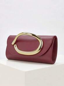 极简主义时尚休闲链条女士手包，适合派对和聚会 - 酒紅色 - 查看 5