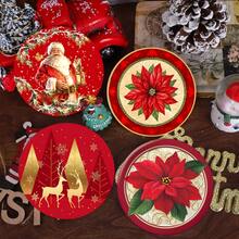 4 piezas/8 piezas Posavasos con tema navideño, posavasos absorbentes con estampado navideño para café, cocina, mesa, habitación, decoración de bar, regalo navideño - Multicolor - Ver 8