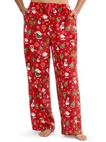 Mens Pajama Pants Soft Flannel Fleece Pajama Bottoms Sleep & Lounge Pants With Pockets And Drawstringhalloween - 聖誕老公公 - 查看 1