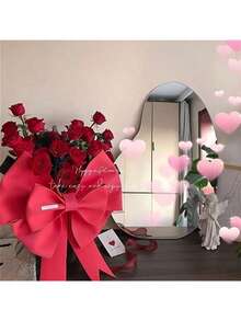 1 قطعة فرنسية كبيرة الحجم، طقم فرنسي وردي/أحمر ديكوري ضخم مصنوع من مادة EVA، للاستخدام في عيد الميلاد والأعراس وحفلات الاحتفال وديكور المتاجر وأقواس الزفاف وعيد الحب وعيد الميلاد وديكور الغرف والأبواب والجدران المنزلية وديكور الحفلات المناسبة