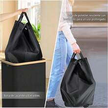 Cesto De Ropa Sucia 110L Plegable Cesta de Lavandería con Tapa y Bolsa Extraíble, Portátil Organizador Canasto Bote de Almacenamiento para Dormitorio y Baño - 110L-Negro - Ver 5
