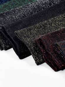 3 Pairs/6 Pairs Random Women Socks, Autumn/Winter Shiny Silver Thread Fashion Luxurious Crew Socks - Multicolor - View 7