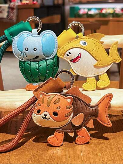 Shan Hai Jing PU Leather Pendant Cute Cartoon Cat Keychain Novelty Gift Lightweight Luxury Bag Charm Car Accessories For Woman Gifts For Women Gifts For Men