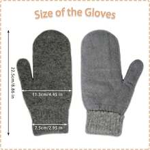 Winter Warm Mittens For Women Men - Soft Faux Rabbit Fur Mittens Elastic Cuff Fashionable Stretchy Knit Gloves Cold Weather - 深灰色 - 查看 3