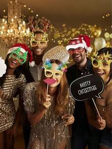 6 peças - Óculos de papel em formato de alce para árvore de Natal de Papai Noel - Lembrancinhas para cabines de fotos e decorações de Natal - Acessórios inovadores para celebrações de feriados, decoração de Natal, decorações de Natal, presentes de Natal, óculos de Natal com glitter, armações de óculos para festas de fim de ano, acessórios de decoração de Natal, óculos de fantasia para festas de Natal, lembrancinhas de fim de ano