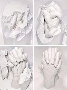 1400g/500g/200g/50g/Set 3D Handprint & Footprint Casting Kit, DIY Craft Gift Set (Without Tools), 3D Plaster Three-Dimensional Hand Casting Kit For Couples, Plaster Powder, DIY Hand & Foot Mold Set, Ideal For Home Decor, Valentine's Day Gifts, Wedding Anniversary Gifts, Create Lasting Memories, Love & Remembrance - White - View 2