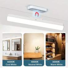 30 cm/11,9" Magnetyczna lampa LED z akumulatorem USB – nowoczesne oświetlenie liniowe, sterowanie dotykowe, odpowiednie do gabinetu, sypialni, gabinetu, kuchni, łazienki, garderoby – oświetlenie LED, minimalistyczny styl, idealne do oświetlenia luster i półek