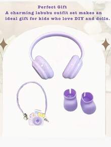 3pcs Plastic Doll Making Kit With Headphones Backpack And Shoes For Labubu, Cute Multicolor Miniature Fashion Set, DIY Craft Project For Students Teachers Bridesmaids And Friends, Perfect For Birthday Christmas Halloween Wedding Celebrations,