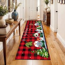 Felpudo con tema navideño, de poliéster, alfombra decorativa para el piso adecuada para la entrada del hogar, sala de estar, dormitorio y cocina