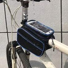 1PC Bicycle Rack Bag, Waterproof Top Tube Bag, Mobile Phone Pocket With Touch Screen, Bicycle Accessory Bag, Suitable For Road And Mountain Bikes