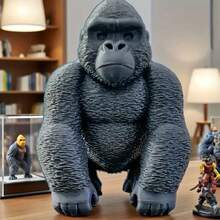 3D gedruckte schwarze Gorilla Statue, sammelbare Tierfigur, kreative Tischdekoration, Plastikhandwerk geeignet für Zuhause, Büro und Wohnzimmer Dekoration, Silberrücken Gorilla Skulptur, Innen-/Außendekoration - Verschiedenfarbig - Übersicht 7