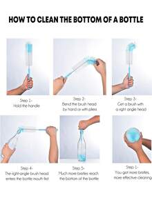 3 Pieces Long-Handled Glass Bottle Brush Set, Kitchen Glass Bottle Cleaning Brush, Milk Bottle And Tea Cup Washer, Electricity-Free Manual Cleaning Tool - Multicolor - View 5