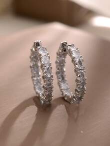 2 chiếc bông tai hình khối Zirconia mạ đồng thiết kế thanh lịch, thích hợp cho phụ nữ, trang sức tiệc đính hôn kỷ niệm ngày cưới, quà tặng ngày lễ tình nhân - 1 # - Xem 7
