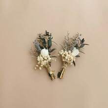 1/2/4/6/10/12/20pcs Mini Dried Flower Bouquet, Suitable For Groomsmen Boutonniere, Wedding Cake Decor, Boho Home Decor, Party Favors, Cake Decorations, Vintage Bouquet, Bohemian Style, Handmade Bouquet, Everlasting Flowers, Mini Bouquet, Small Bouquet, Home Stylist, Event Planner - White - View 4