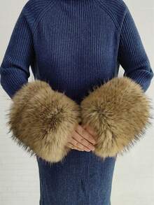 1. Faux Fur Collar & Cuff Set, Warm Faux Fur Scarf, Fluffy Oversized Furry Shawl Wrap For Women In Winter, Suitable For Dresses, Christmas Decoration - Multicolor - View 75