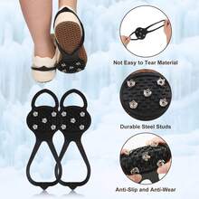 2 Pairs Crampons Pour Bottes, Snow Cleats, Non-Skid 10-Claw Crampons Grippers Spikes Hiking Boots, & Snow Shoes, Hiking Gear, Essentials, Accessories Winter Sports (L Size)