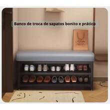 Industrial Style Shoe Rack Organizer Bench - 120cm - Gray 100cm - View 4