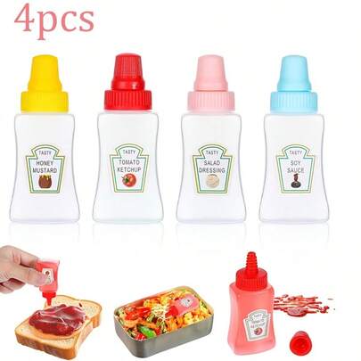 8 peças, mini frascos para molho, mini frascos para ketchup, frasco para condimentos, recipientes plásticos portáteis, frasco para lancheira de escritório, piquenique, óleo, molho de soja, mel, molho para salada, frasco para especiarias, utensílios de cozinha, utensílios de cozinha