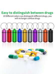 Móc khóa đựng thuốc di động, hộp đựng thuốc mini bằng hợp kim nhôm, chai thuốc kim loại chống thấm nước, thích hợp cho cắm trại và du lịch ngoài trời. - Nhiều màu - Xem 6