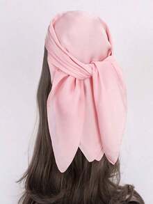 1pc Women's Solid Color Silk Square Scarf – Fashionable Multi-Functional Shawl, Hairband, Waistband & Bandana, Versatile Accessory To Elevate Your Look - Hồng 2 - Xem 3