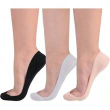 Calcetines Invisibles para Mujeres, Calcetines de Seda, Calcetines de Mujer Corte, Ultra Bajo con Agarres Antideslizantes - 3 pares: beige, negro y gris - Ver 8