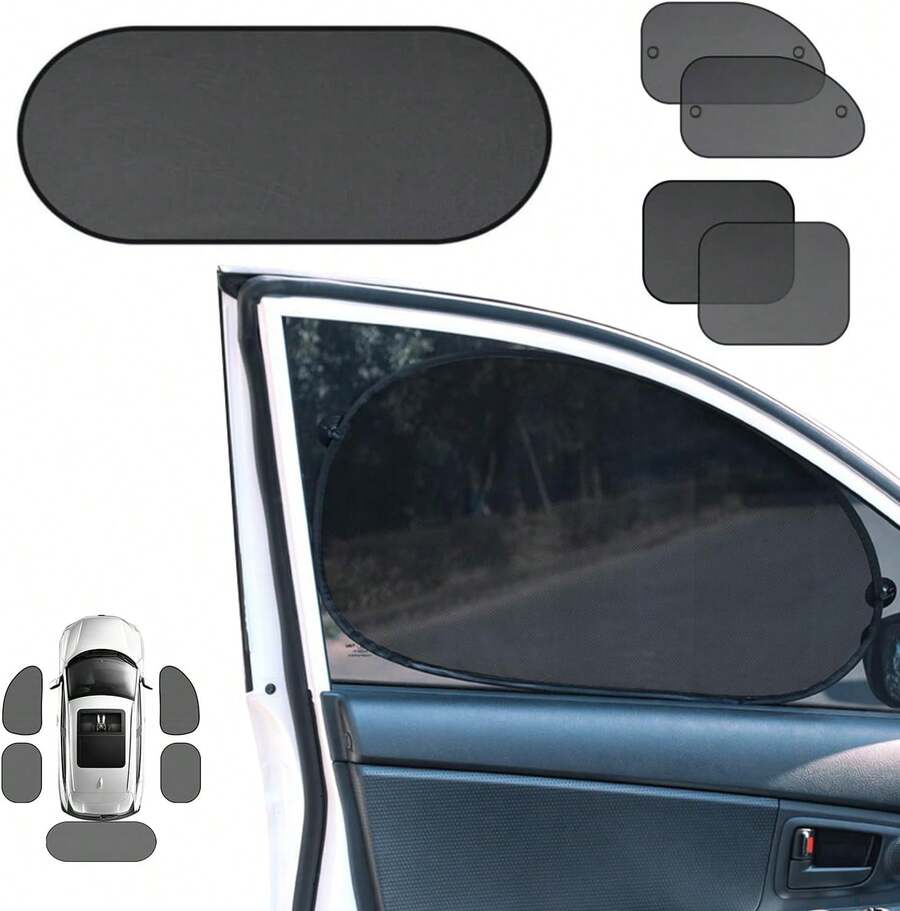5 Piezas Negro Parasol para Auto Ventana,protección de Rayos,Cubre Sol para Auto,el Calor y el deslumbramiento. (Negro) - 1 - Ver 1