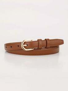 1/2/3pcs Semi-Oval Buckle Versatile Fashionable PU Leather Belt For Women - Multicolor - View 13