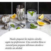 Conjunto de coctelería, juego de coctelería, juego de 6 piezas de herramientas de Bar, mezclador de coctelería de acero inoxidable, juego de accesorios de 750ml, tubo de ensayo graduado de doble cara 30/15ml, boquilla de vino, agitador de hielo, cuchara agitadora - 1 - Ver 5