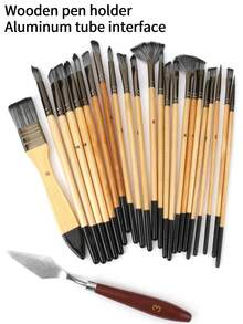 opeth 24pcs Professional Painting Brush Set, Including Canvas Brush Holder, Suitable For Oil Painting, Acrylic Painting And Watercolor Painting, Professional Art Brush Kit