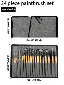 opeth 24pcs Professional Painting Brush Set, Including Canvas Brush Holder, Suitable For Oil Painting, Acrylic Painting And Watercolor Painting, Professional Art Brush Kit