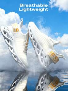 2025春夏新款轻便透气情侣运动鞋户外休闲鞋跑步鞋舒适登山鞋MD+人字纹复合鞋底防滑柔软舒适随机不对称图案 - 白色 - 查看 10