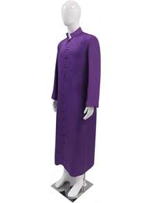 Men's Cassock Robe Church Robe Choir Minister Clergy Pulpit Liturgical 5 Colorshalloween - Purple - View 8