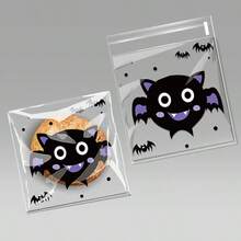 50Pcs/100pcs Cartoon Halloween Pumpkin Ghost Spider Bat Self-Seal Gift Bags,Cookie Candy Bag,Trick Or Treat,Party Favor,Assorted Patterns Treats And Snacks Bags For Halloween Party,Halloween Decoration