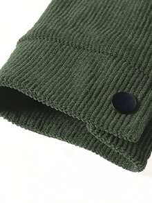 Nouvelle veste en velours côtelé pour l'automne et l'hiver. Veste décontractée à col cranté de couleur unie, polyvalente pour les personnes d'âge moyen et les jeunes - Militaire verte - Voir 3