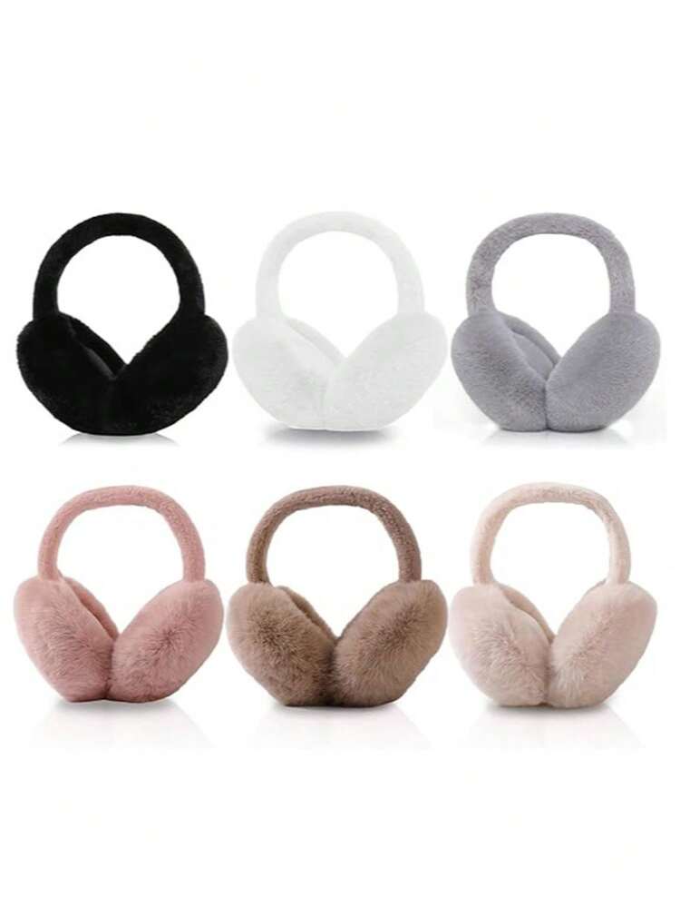2pcs/1pc Soft Plush Ear Muffs, Cute Fluffy Ear Warmers For Cold Weather, Foldable Winter Accessories White Ear Muffs - Multicolor - View 12