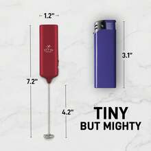 Powerful Milk Frother Wand - Mini & Mighty Handheld Drink Mixer - Portable Coffee Frother For Latte, Cappuccino, Matcha, Hot Chocolate, Creamer - Cranberry