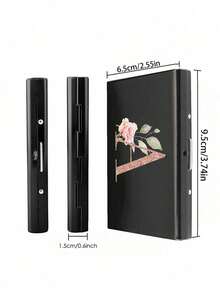 Estuche de tarjetas delgado con 6 ranuras para tarjetas, con patrón de iniciales de la A a la Z en color oro rosa, billetera portadora de identificación y tarjetas de crédito, minimalista y delgado de metal de aluminio, cartera RFID para mujeres y organizador de tarjetas de metal para hombres