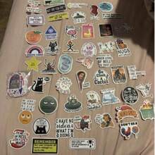 50-Pack Humorous Satirical Graffiti Paint Stickers, Reusable Self-Adhesive Stickers For Laptops, Water Bottles, Luggage - Colored, Funny Designs - Great For Holiday Gifts, Cute Stickers For Plastic, Glass, Metal, Ceramic Surfaces,Room Decor, Home Decor, Fall Decor, Bedroom Decor - Multicolor - View 7