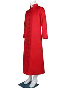 Sotana de hombre, bata de iglesia, bata de coro, ministro, clérigo, púlpito litúrgico de 5 colores, disfraz de Halloween - Rojo - Ver 4