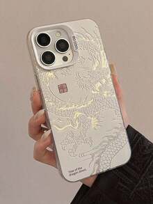 Apple GUCADI Dragon Pattern Phone Case With Auspiciousness, Yin And Yang, Compatible With IPhone 15/14/13 Pro Max/12/11, Chinese Style Laser Case For The Spring Festival Waterproof Shockproof Anti-Fall Scratch Resistant - Bạc - Xem 4