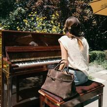 大容量绒面磨砂哑光手提包 欧美复古托特包设计感天鹅绒单肩包 - 咖啡棕 - 查看 2