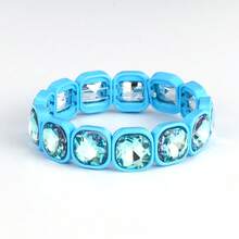 1 件时尚水钻镶嵌合金弹性手链，适合作为情人节、感恩节和毕业典礼的礼物，男女通用 - 方鑽手鍊 - 查看 32